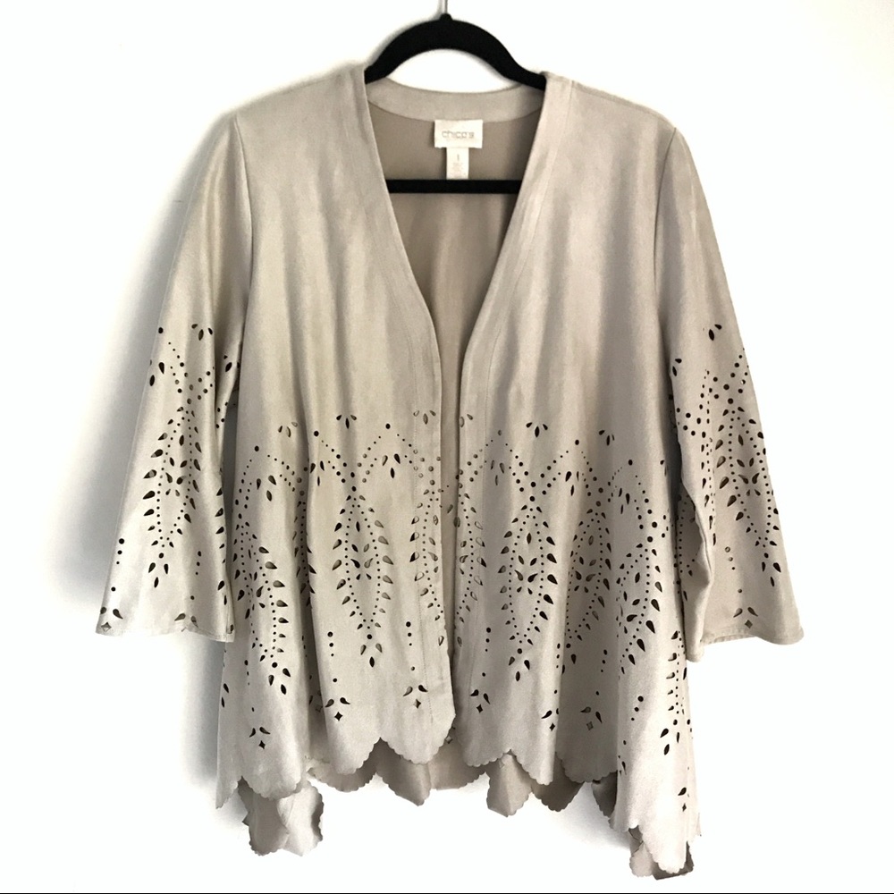 Chico’s Faux Suede Open Blazer